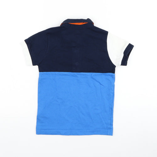 Terre de Marins Boys Blue Colourblock Cotton Basic Polo Size 5 Years Collared Button