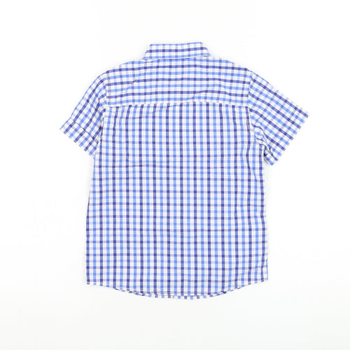 NEXT Boys Blue Check Cotton Basic Button-Up Size 4-5 Years Collared Button