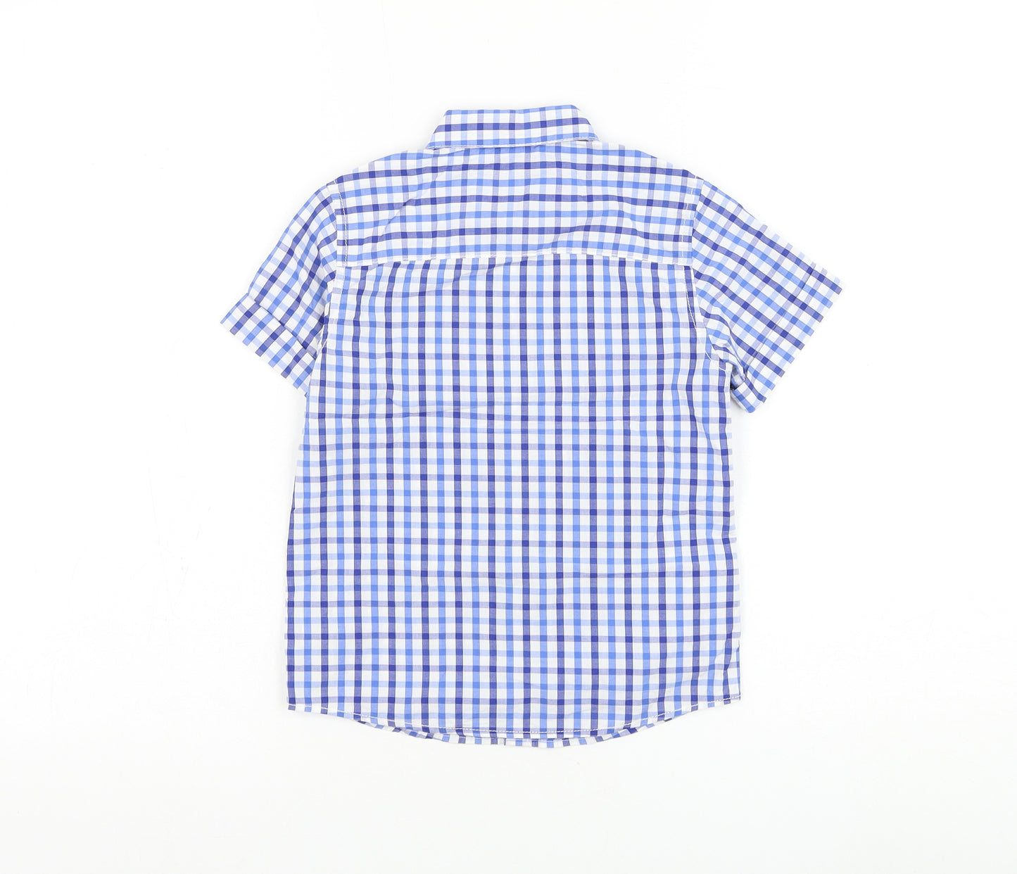 NEXT Boys Blue Check Cotton Basic Button-Up Size 4-5 Years Collared Button