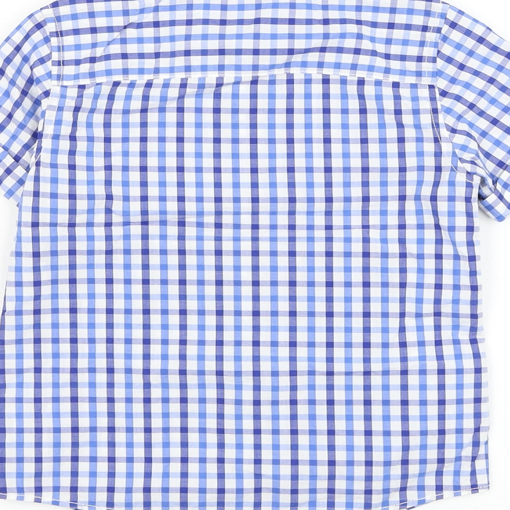 NEXT Boys Blue Check Cotton Basic Button-Up Size 4-5 Years Collared Button