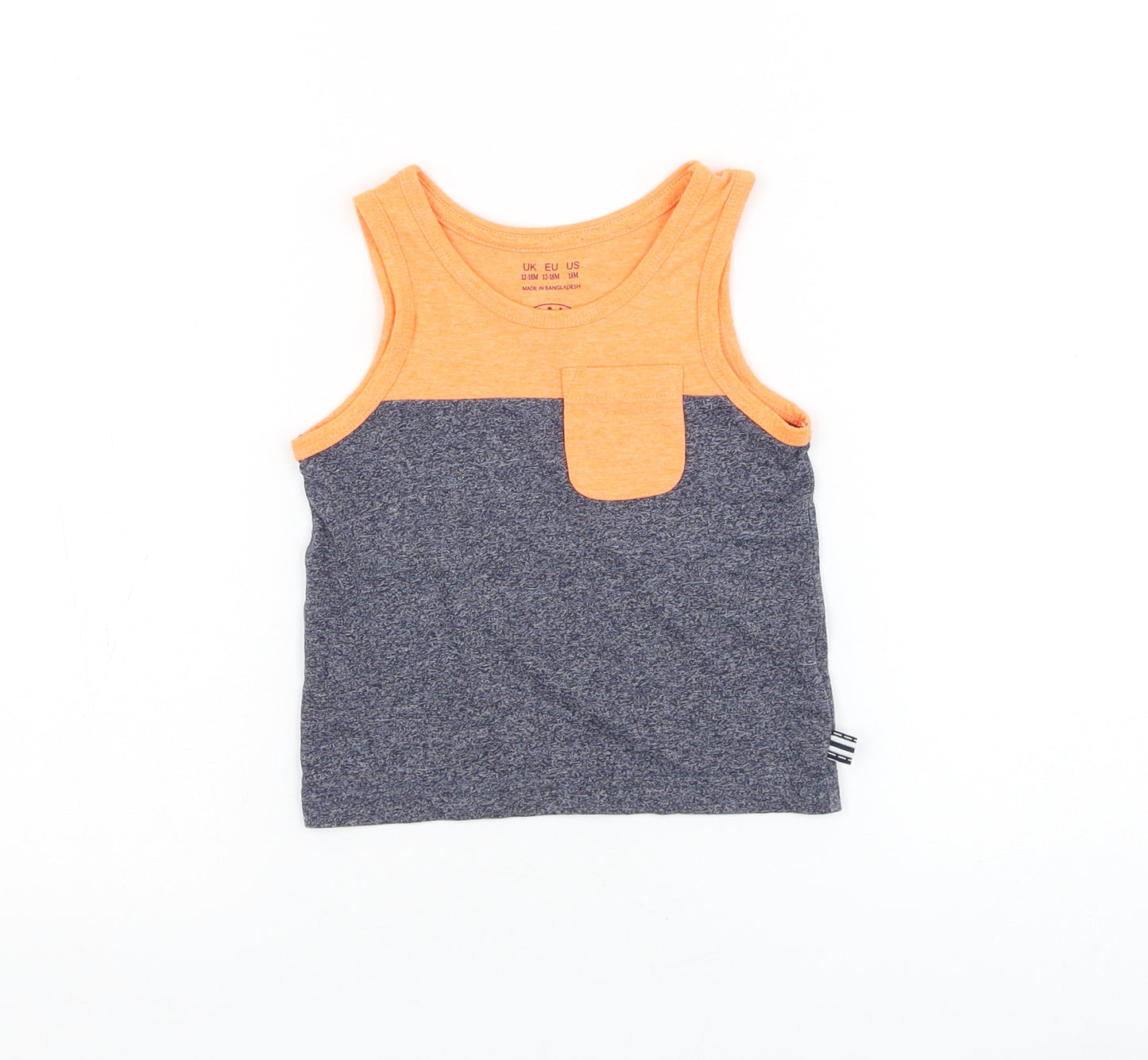 F&F Boys Blue Cotton Basic Tank Size 12-18 Months Round Neck Pullover