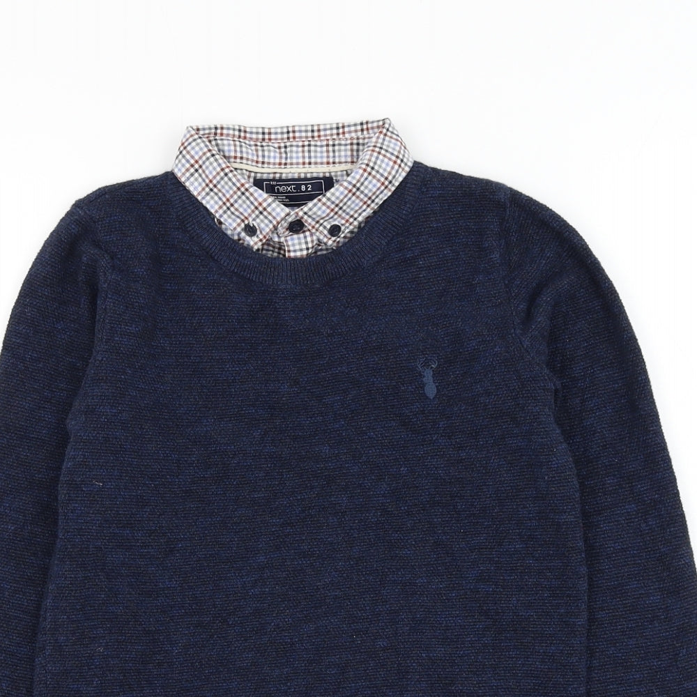 NEXT Boys Blue Collared Cotton Pullover Jumper Size 9 Years Pullover