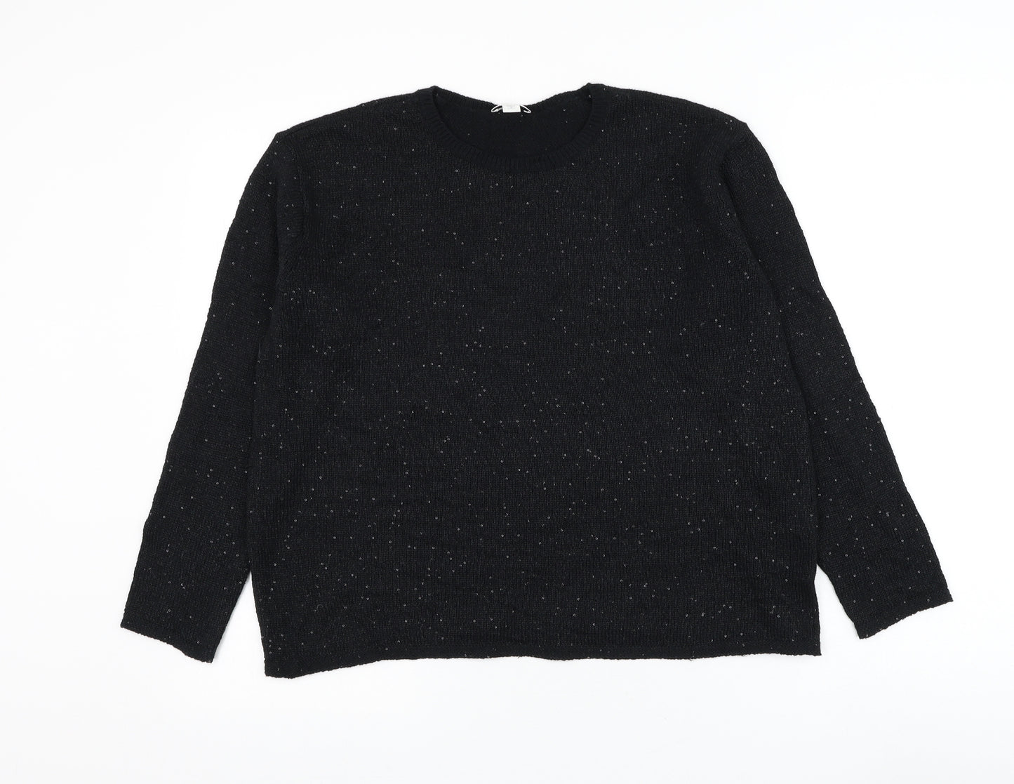 J. Jill` Womens Black Round Neck Cotton Pullover Jumper Size M