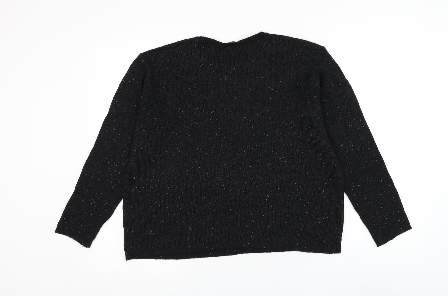 J. Jill` Womens Black Round Neck Cotton Pullover Jumper Size M