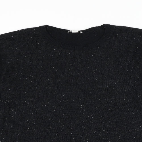 J. Jill` Womens Black Round Neck Cotton Pullover Jumper Size M