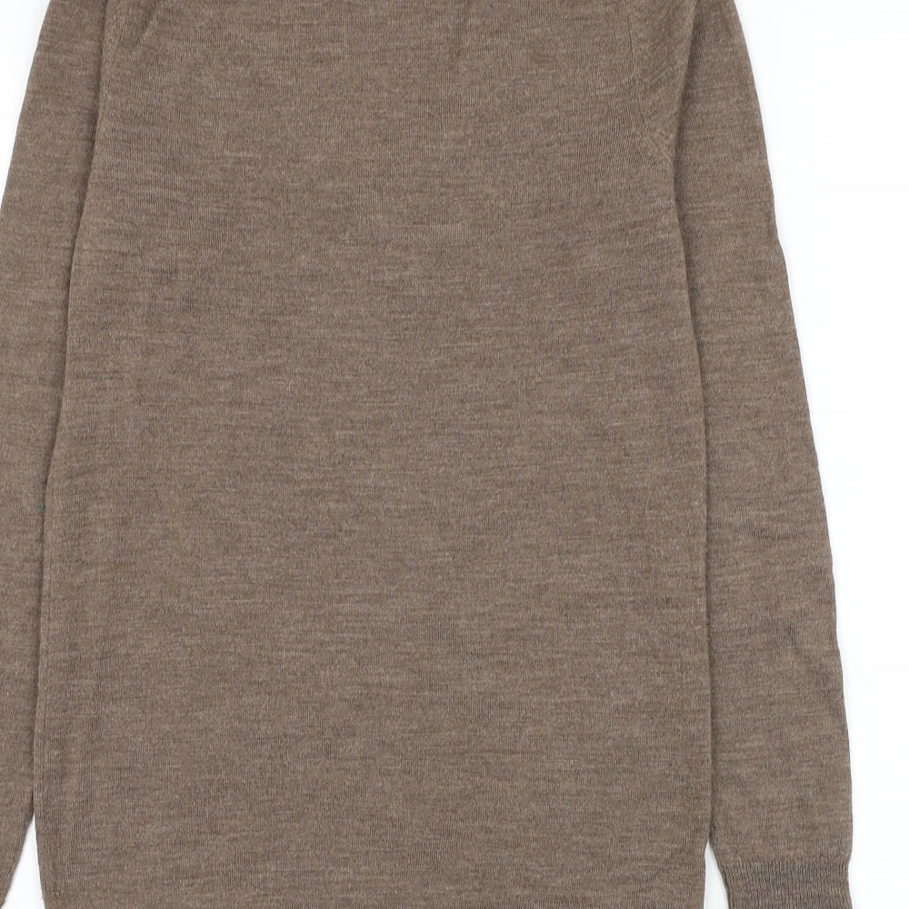 L.K. Bennett Womens Brown V-Neck Wool Pullover Jumper Size XS