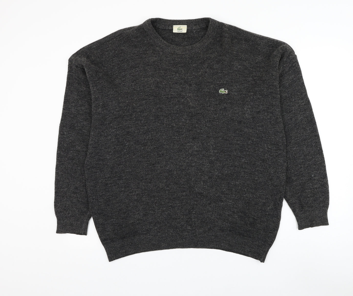 Lacoste Mens Grey Round Neck Wool Pullover Jumper Size XL
