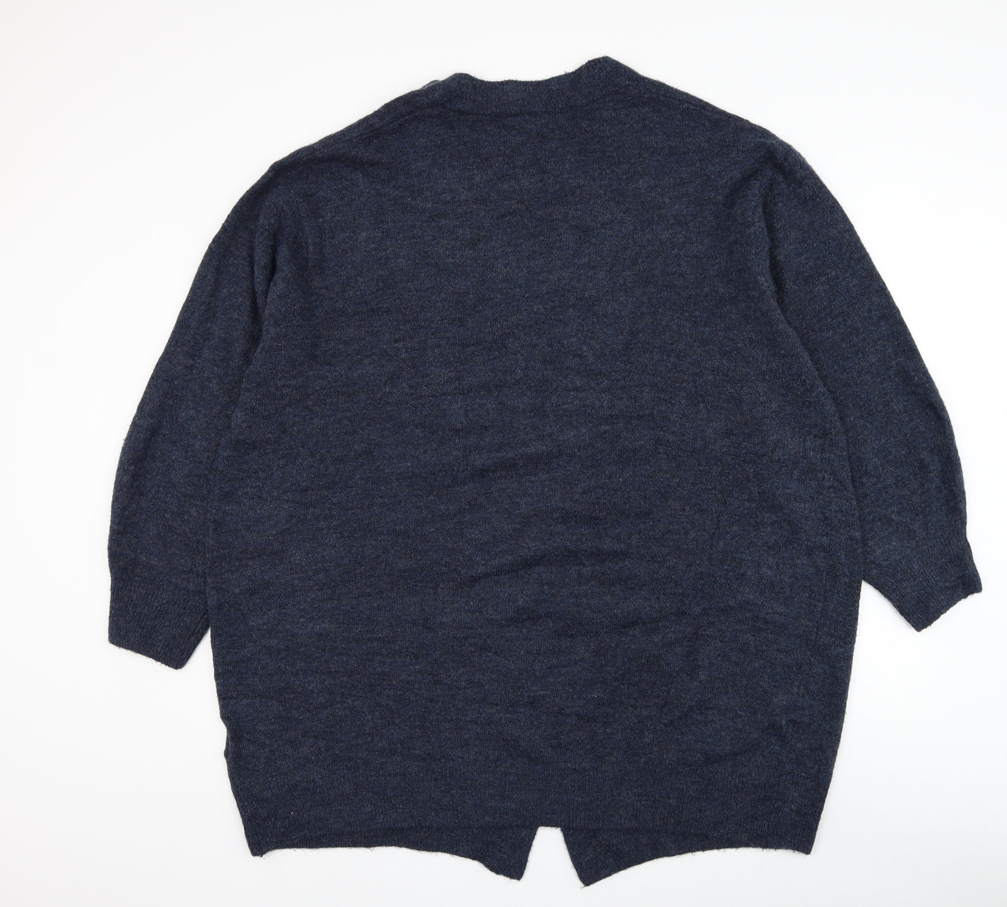 H&M Womens Blue V-Neck Acrylic Cape Jumper Size XL