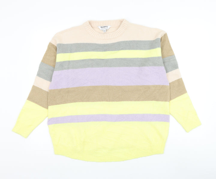 Dorothy Perkins Womens Multicoloured Round Neck Striped Acrylic Pullover Jumper Size 14