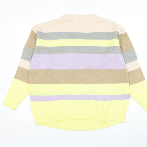 Dorothy Perkins Womens Multicoloured Round Neck Striped Acrylic Pullover Jumper Size 14