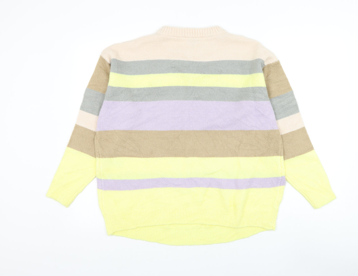Dorothy Perkins Womens Multicoloured Round Neck Striped Acrylic Pullover Jumper Size 14