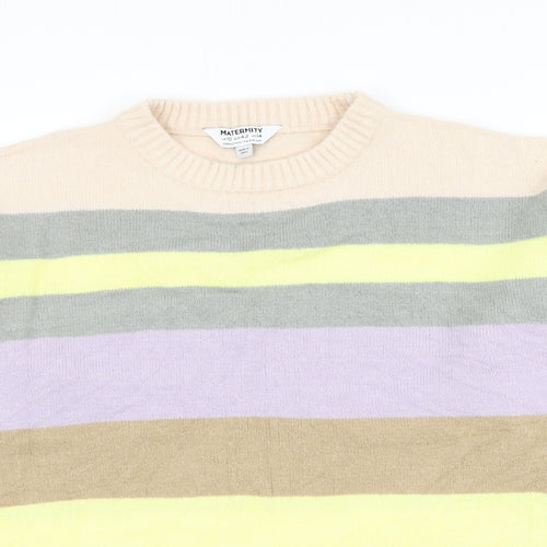 Dorothy Perkins Womens Multicoloured Round Neck Striped Acrylic Pullover Jumper Size 14