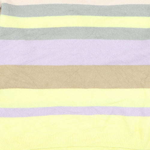 Dorothy Perkins Womens Multicoloured Round Neck Striped Acrylic Pullover Jumper Size 14