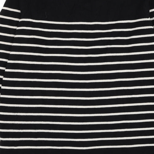 Kirkland Signature Womens Black Round Neck Striped Viscose Pullover Jumper Size L