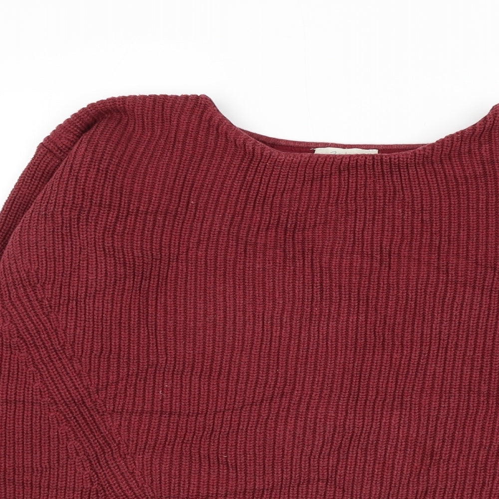Wrap Womens Red Round Neck Cotton Pullover Jumper Size 10