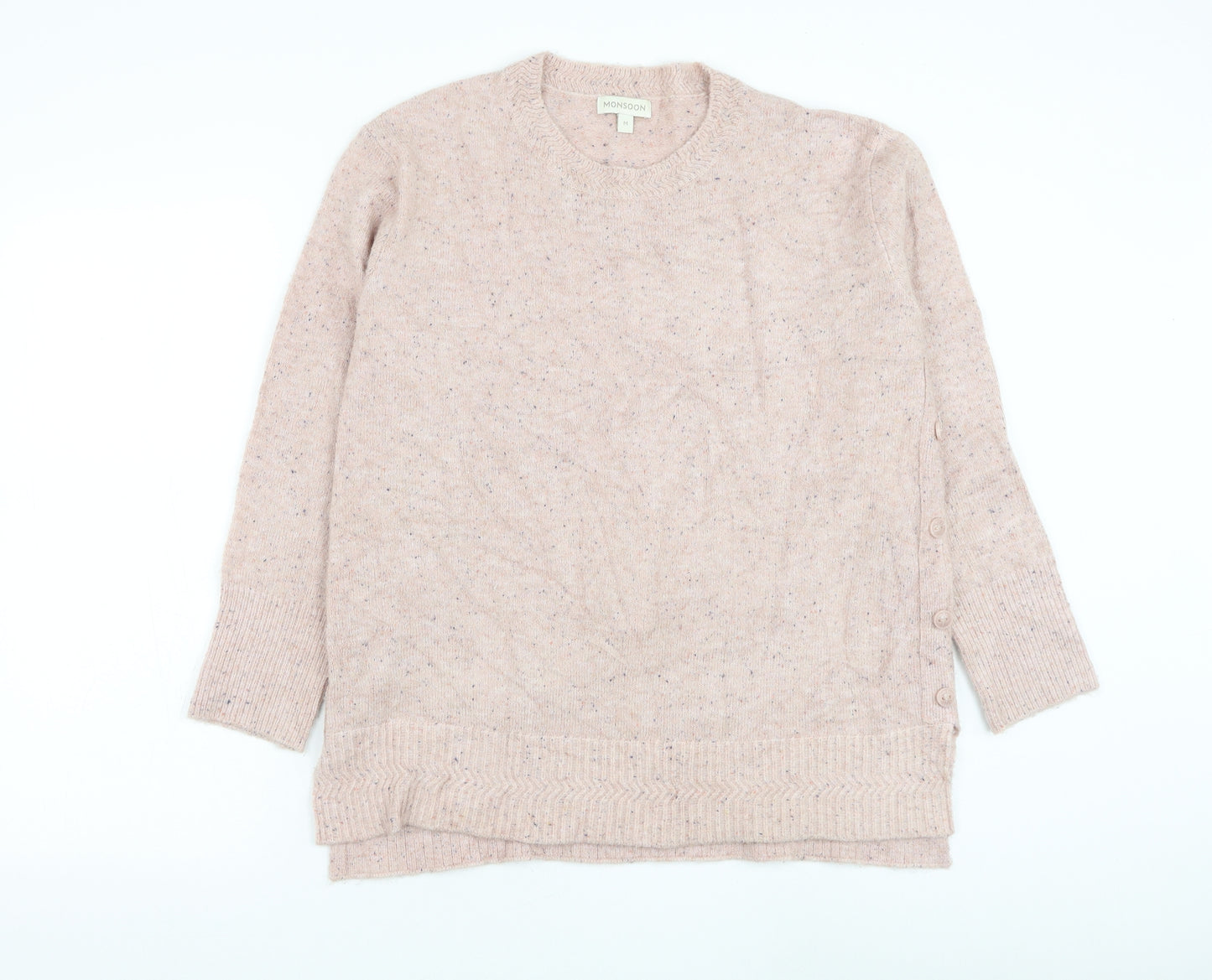 Monsoon Womens Pink Round Neck Polyester Pullover Jumper Size M
