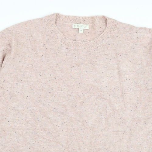 Monsoon Womens Pink Round Neck Polyester Pullover Jumper Size M