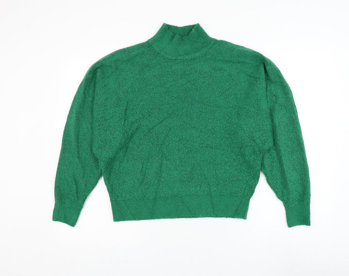 H&M Womens Green Mock Neck Acrylic Pullover Jumper Size XS