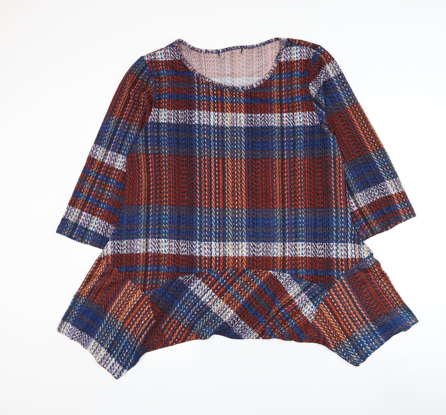 Preworn Womens Multicoloured Round Neck Check Polyester Pullover Jumper Size XL