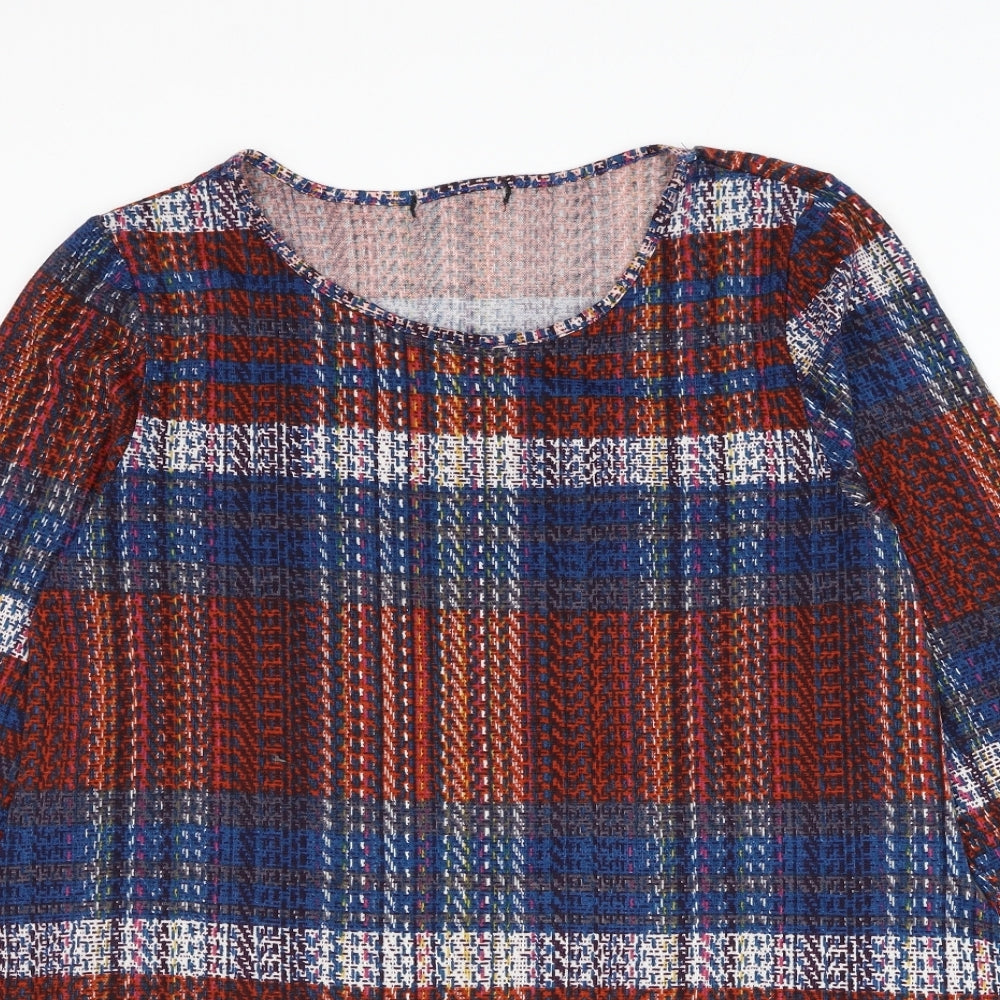 Preworn Womens Multicoloured Round Neck Check Polyester Pullover Jumper Size XL