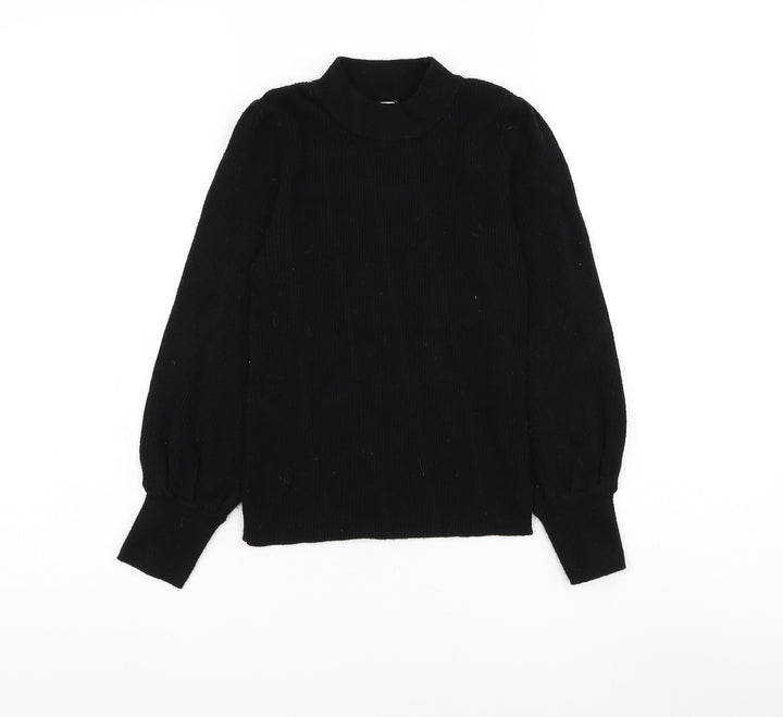 F&F Girls Black Mock Neck Viscose Pullover Jumper Size 9-10 Years Pullover