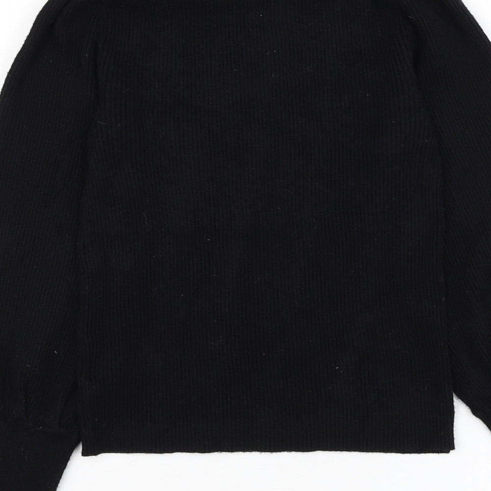 F&F Girls Black Mock Neck Viscose Pullover Jumper Size 9-10 Years Pullover