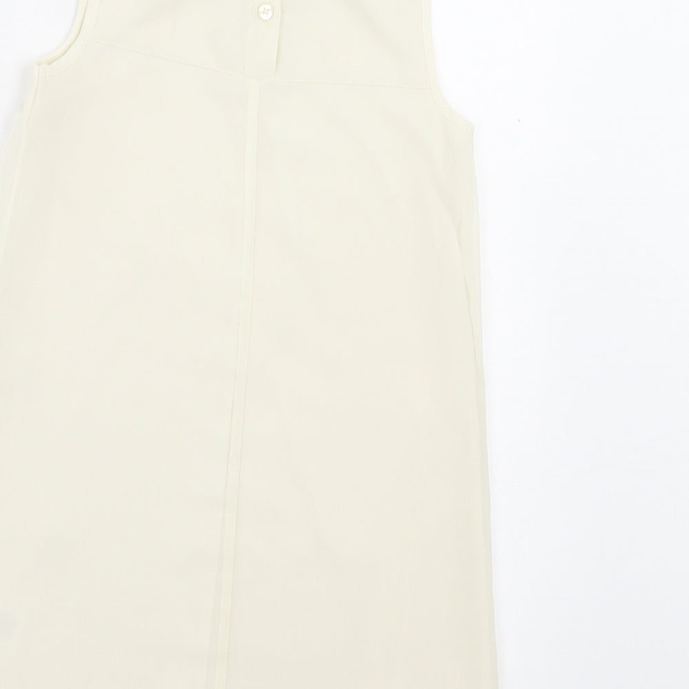 NEXT Girls Ivory Polyester A-Line Size 7 Years Collared Button - Beaded Collar