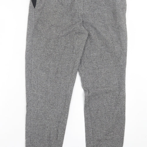 Marks and Spencer Womens Black Herringbone Polyester Trousers Size S L28 in Regular Hook & Eye