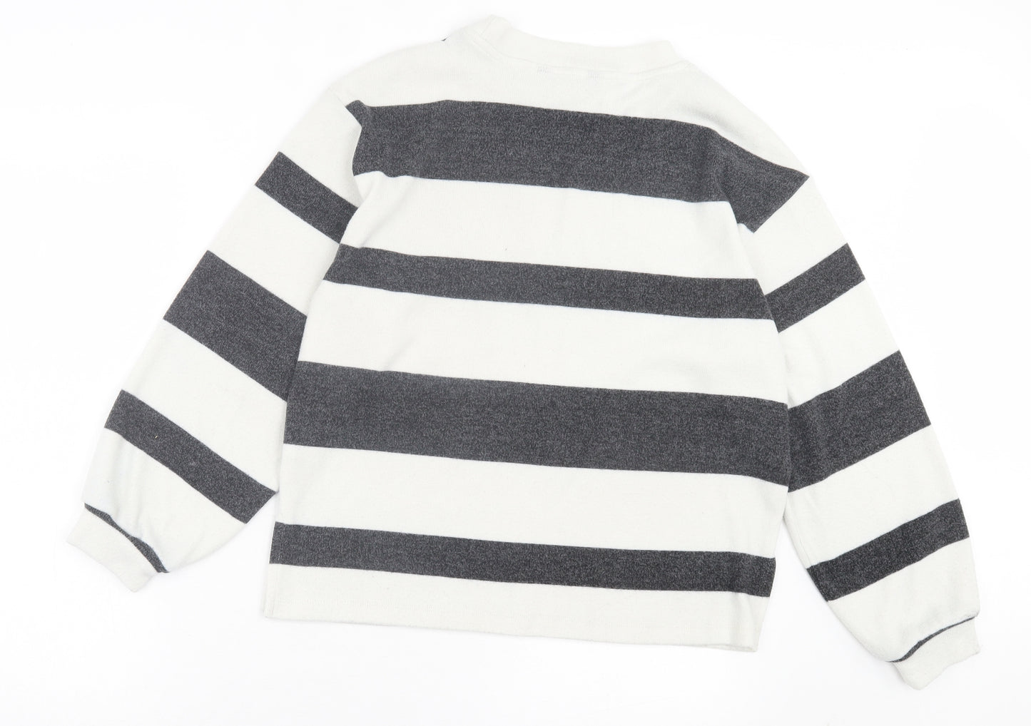 F&F Womens Grey Striped Polyester Pullover Sweatshirt Size S Pullover