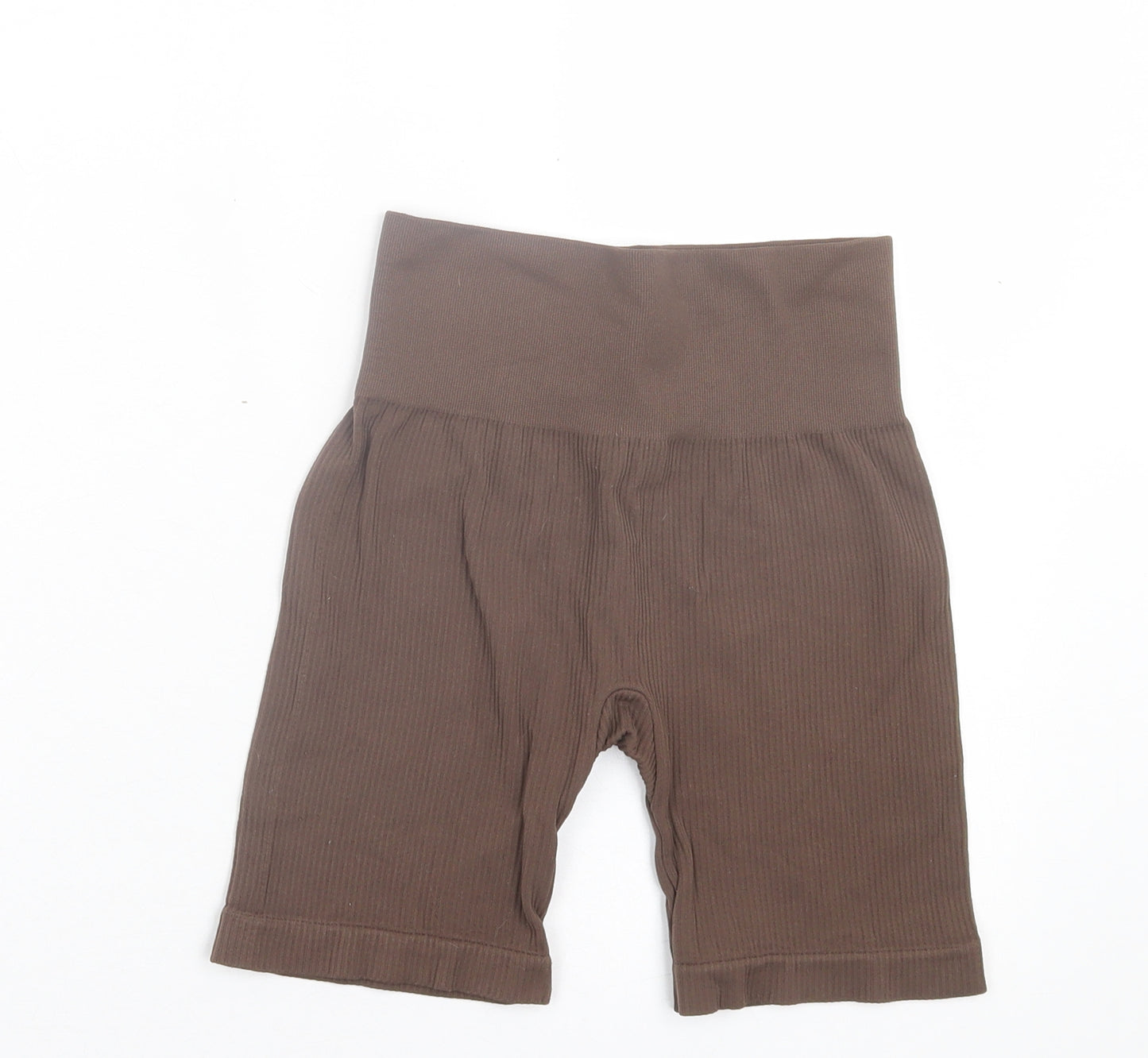 Pull&Bear Womens Brown Polyamide Biker Shorts Size XS L6 in Regular Pull On - Ribbed Fabric