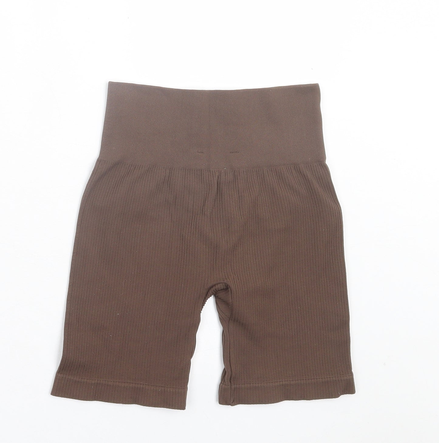 Pull&Bear Womens Brown Polyamide Biker Shorts Size XS L6 in Regular Pull On - Ribbed Fabric