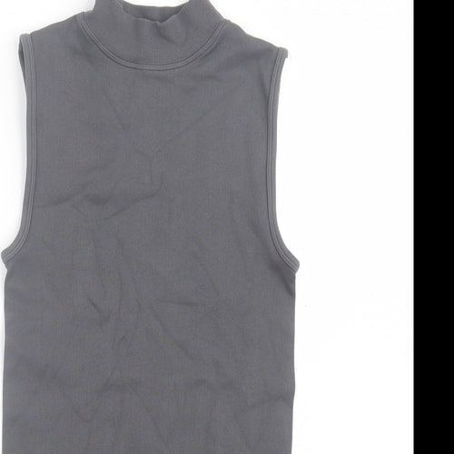 Primark Womens Grey Nylon Bodysuit One-Piece Size S Snap - Ribbed Fabric