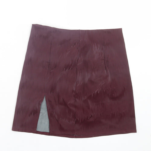 SheIn Womens Purple Geometric Polyester A-Line Skirt Size S Zip - Leather Look