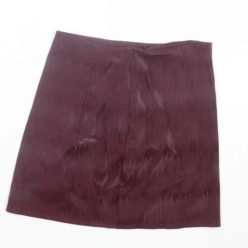SheIn Womens Purple Geometric Polyester A-Line Skirt Size S Zip - Leather Look