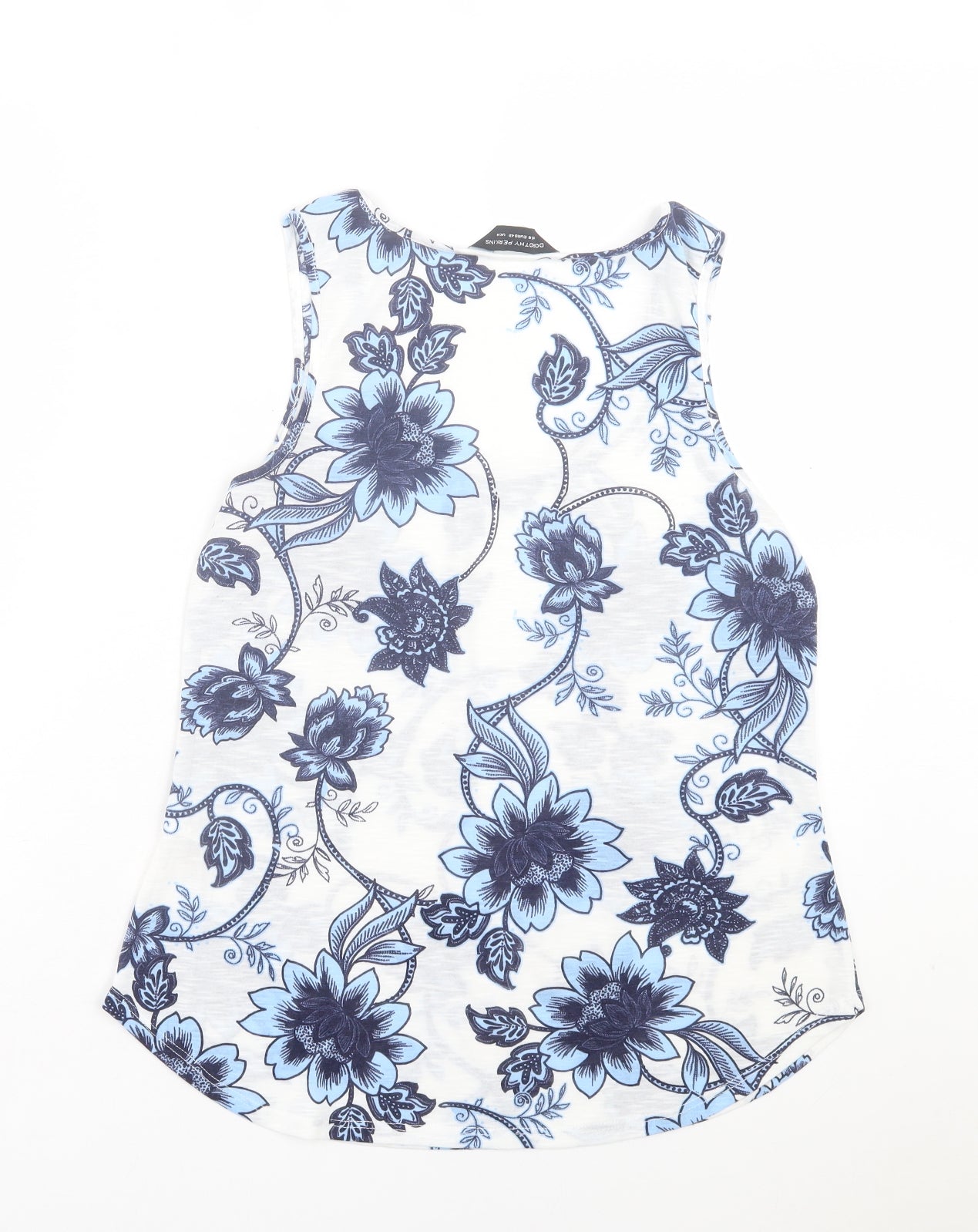 Dorothy Perkins Womens Blue Floral Polyester Basic Tank Size 14 Scoop Neck