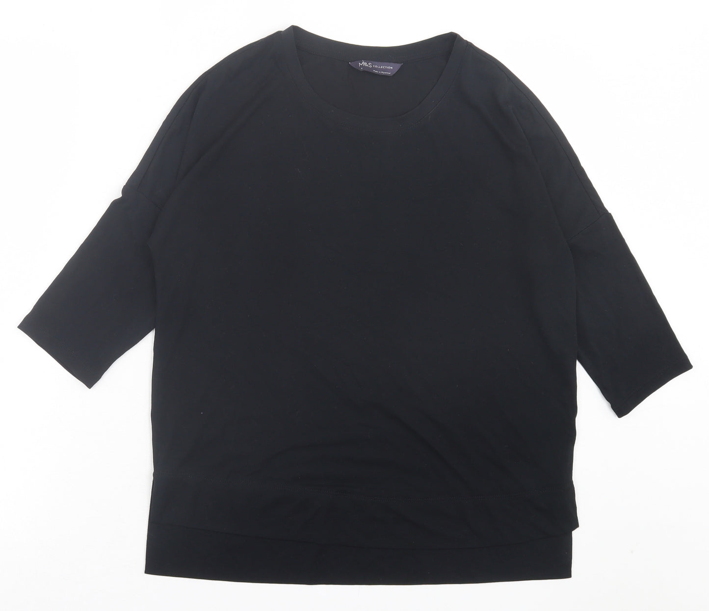 Marks and Spencer Womens Black Modal Basic T-Shirt Size 8 Crew Neck