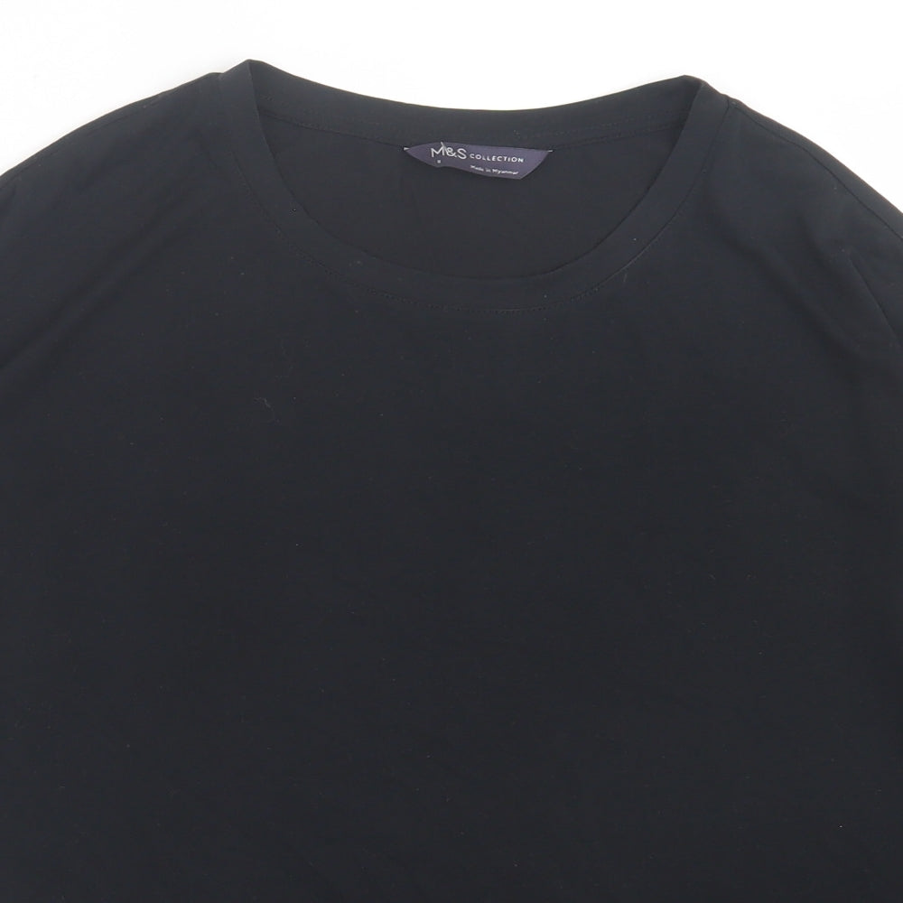 Marks and Spencer Womens Black Modal Basic T-Shirt Size 8 Crew Neck