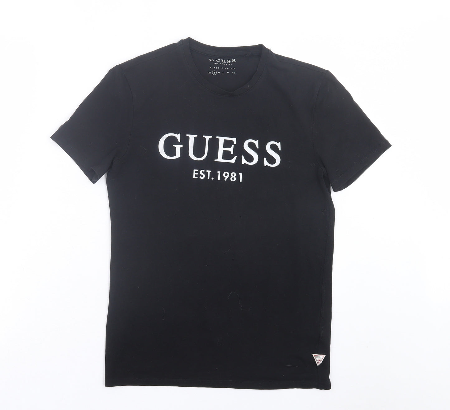 GUESS Womens Black Cotton Basic T-Shirt Size S Crew Neck