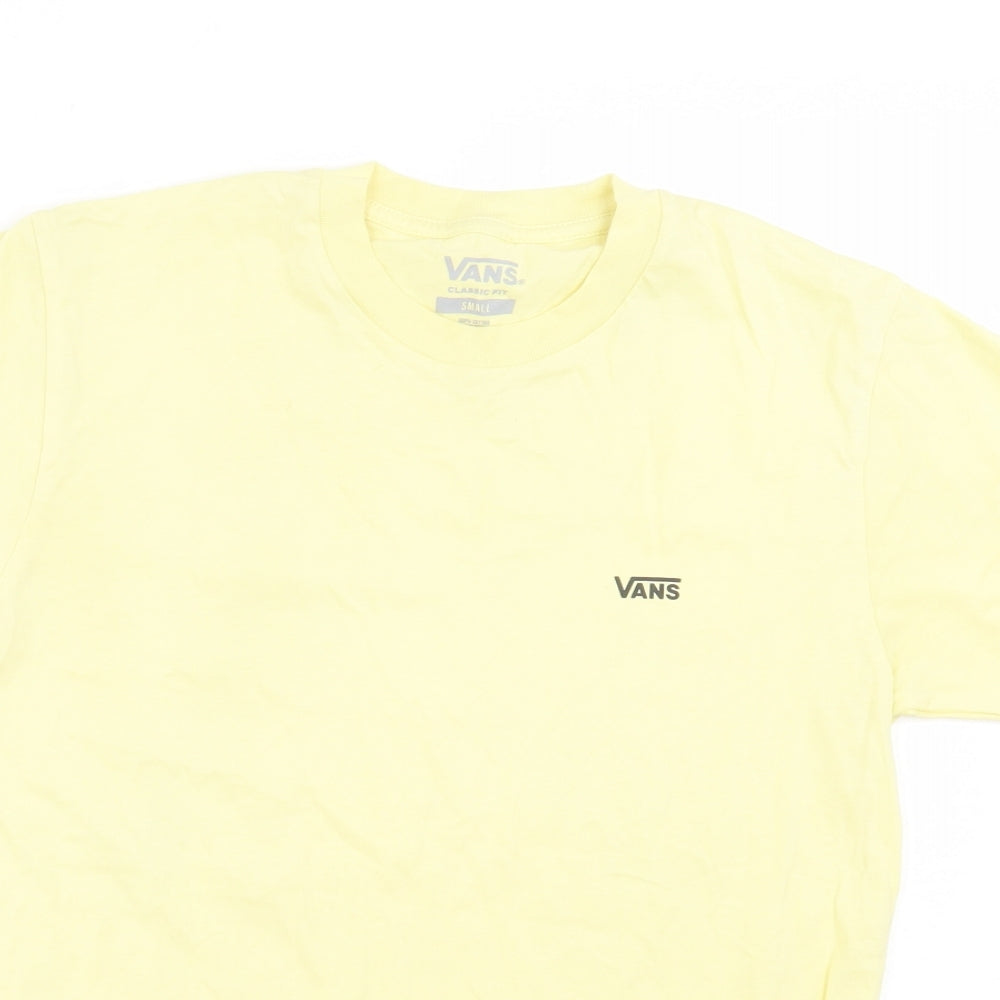 VANS Mens Yellow Cotton T-Shirt Size S Crew Neck