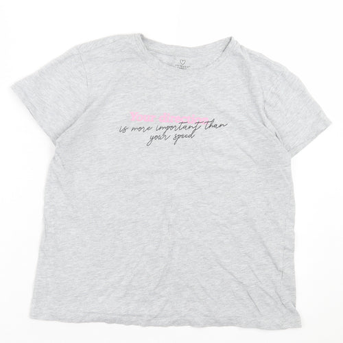 Primark Womens Grey Cotton Basic T-Shirt Size S Crew Neck - Your Direction.... Is more important than your speed.