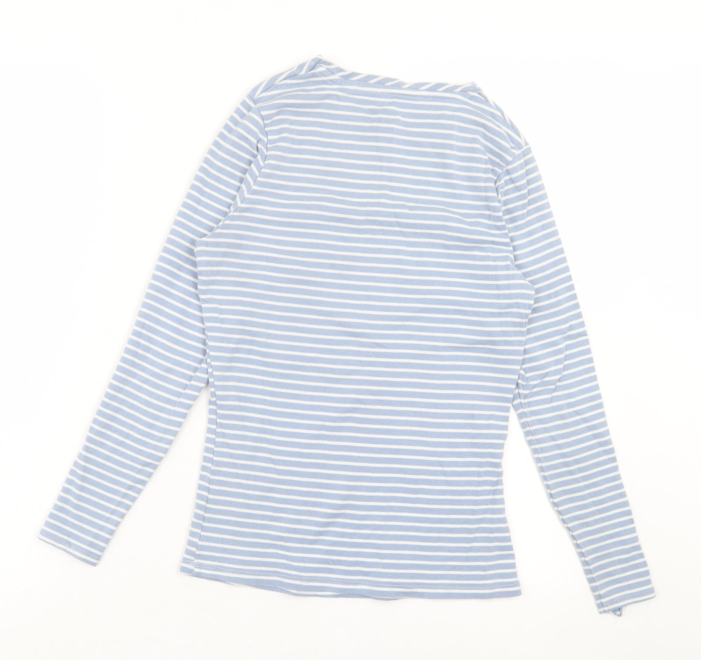 George Womens Blue Striped Cotton Basic T-Shirt Size 12 Crew Neck