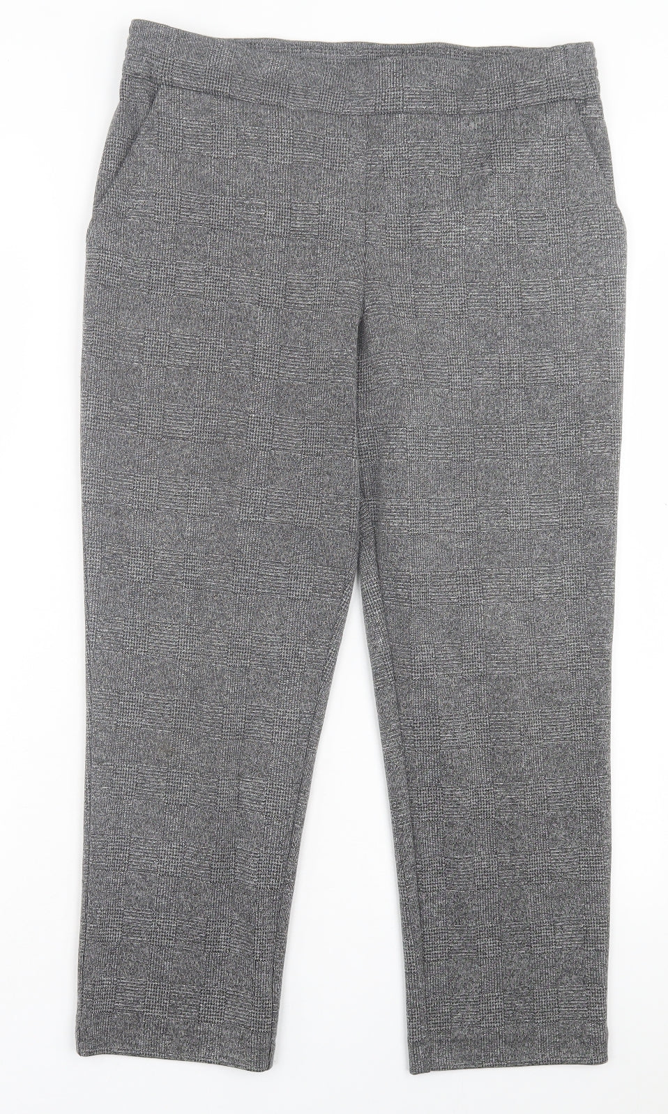 Classics Womens Grey Plaid Polyester Trousers Size 16 L25 in Regular