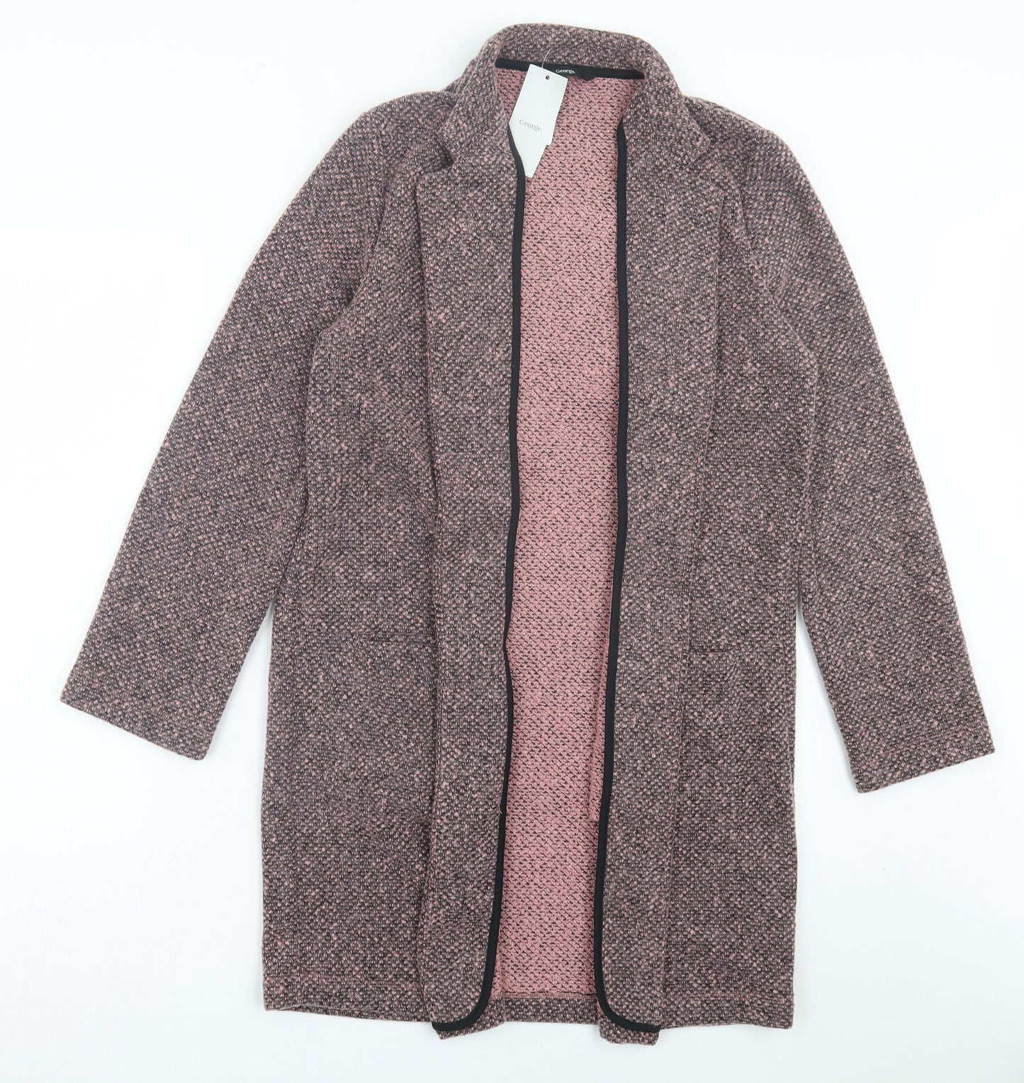 George Womens Pink V-Neck Polyester Cardigan Jumper Size M