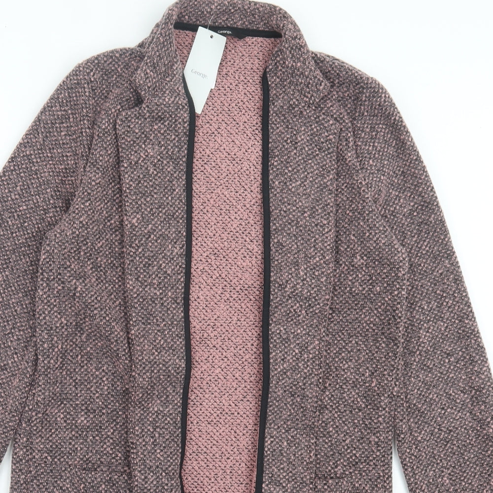 George Womens Pink V-Neck Polyester Cardigan Jumper Size M
