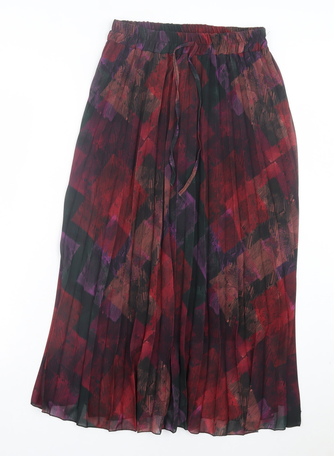 Jessica Graaf Womens Multicoloured Argyle/Diamond Polyester A-Line Skirt Size S Drawstring