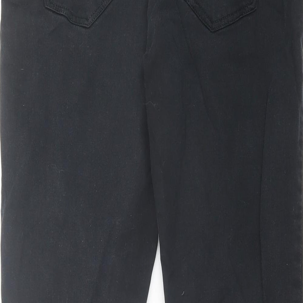 Stradivarius Womens Black Cotton Straight Jeans Size 14 L28 in Regular Button