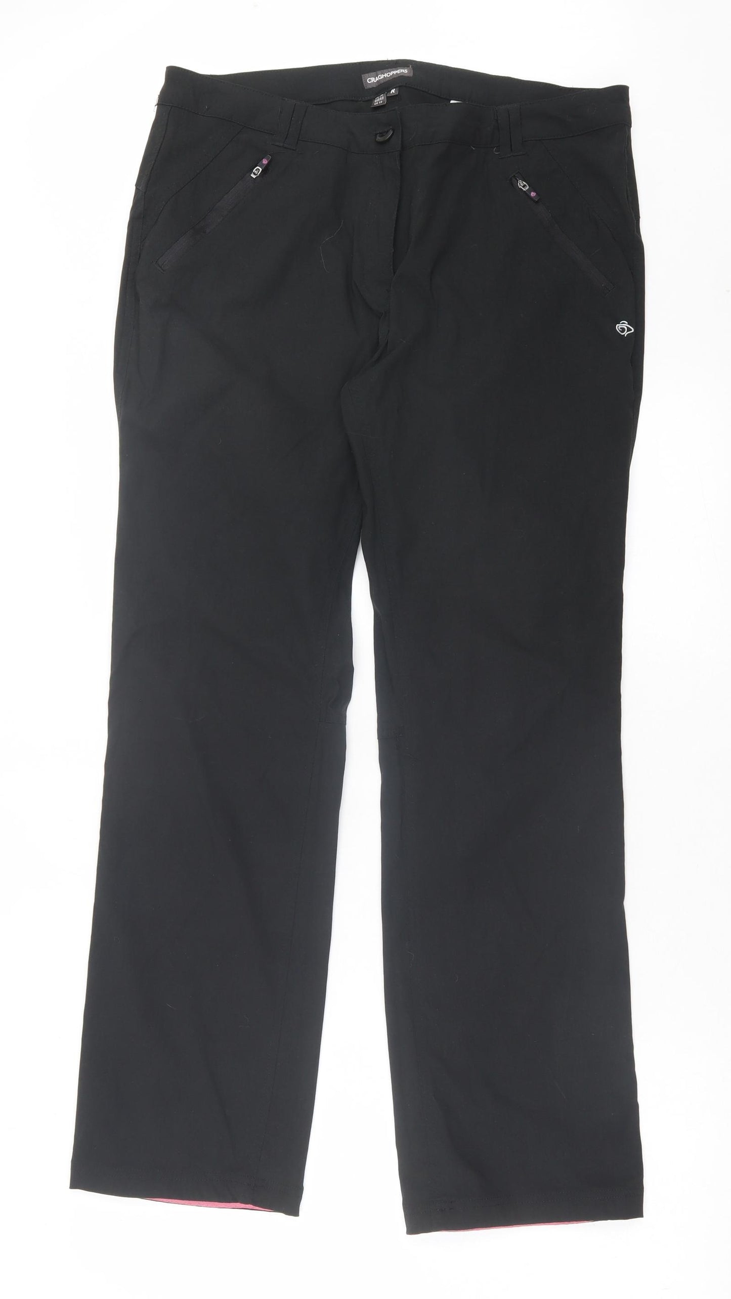 Craghoppers Womens Black Polyamide Windbreaker Trousers Size 16 L31 in Regular Button