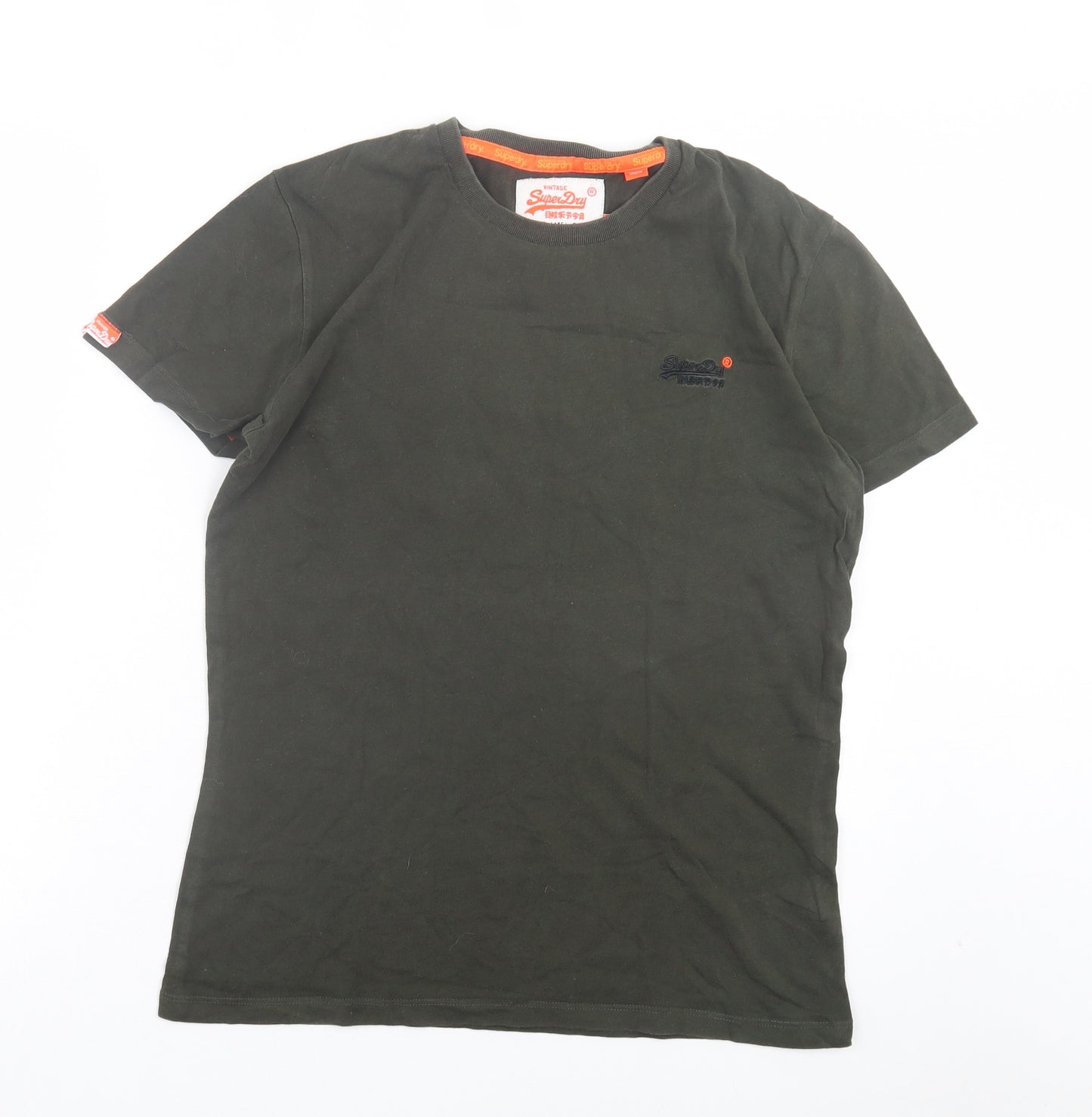 Superdry Mens Green Cotton T-Shirt Size S Crew Neck