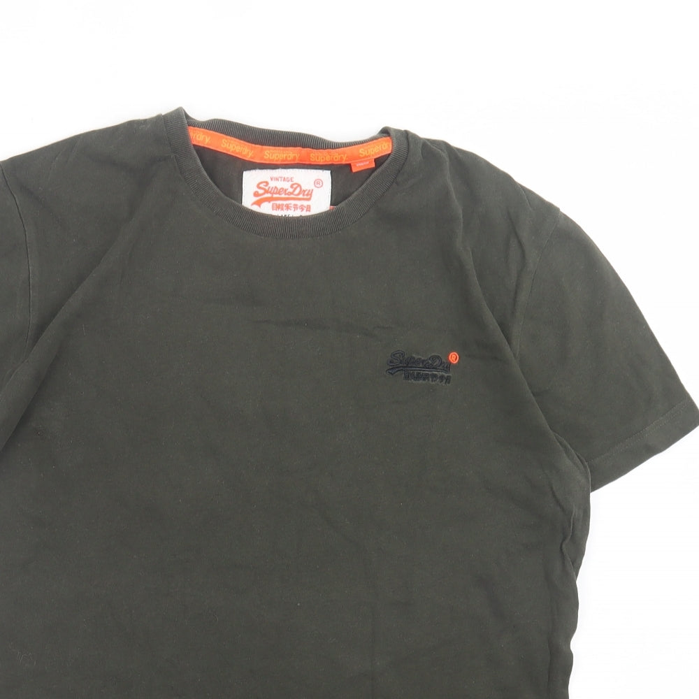 Superdry Mens Green Cotton T-Shirt Size S Crew Neck