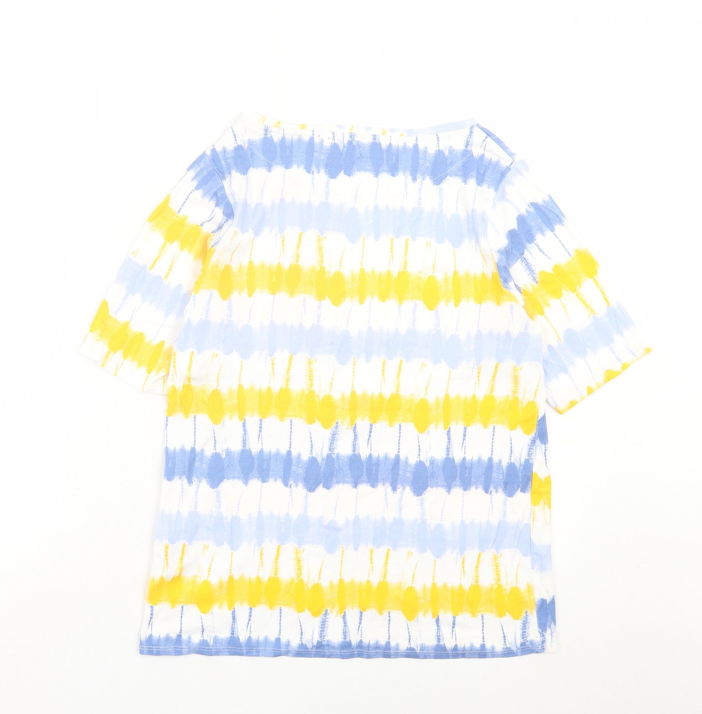 Marks and Spencer Womens Multicoloured Striped Cotton Basic T-Shirt Size 16 Crew Neck